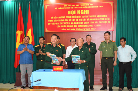 Ban chỉ đạo 515 tỉnh Đồng Nai ký kết chương trình phối hợp tuyên truyền, vận động cung cấp thông tin về liệt sĩ, mộ liệt sĩ