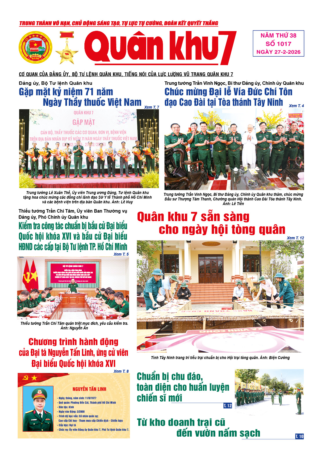 Báo Quân Khu 7 số 1017 ra ngày 27/02/2026