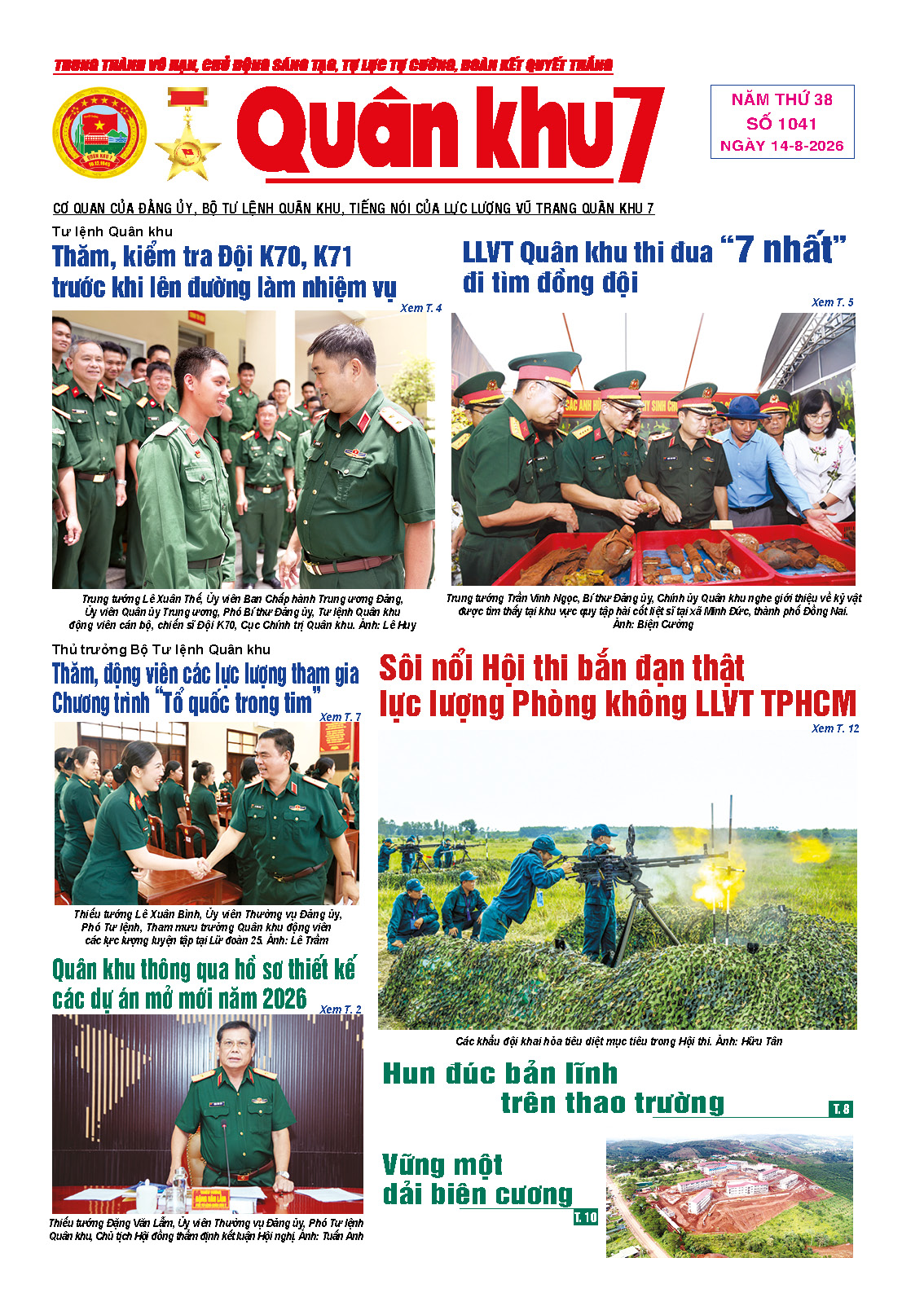 Báo Quân Khu 7 số 1041 ra ngày 14/08/2026