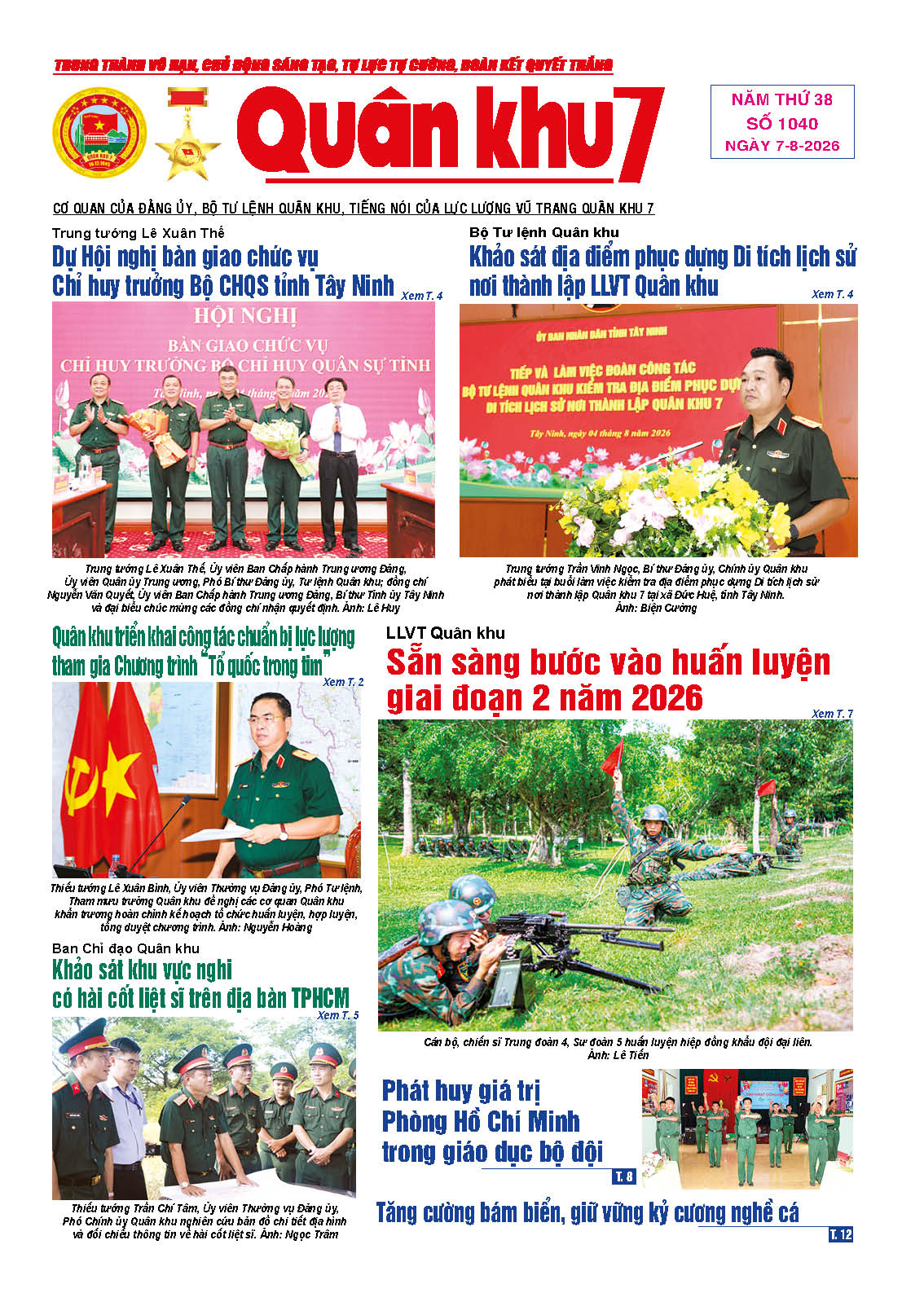 Báo Quân Khu 7 số 1040 ra ngày 07/08/2026