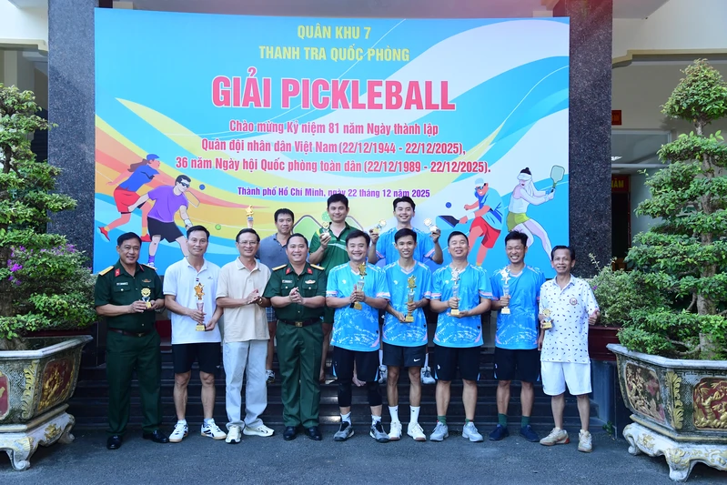 Thanh tra Quốc phòng Quân khu 7 tổ chức giải giao lưu Pickleball chào mừng 81 năm Ngày thành lập Quân đội Nhân dân Việt Nam