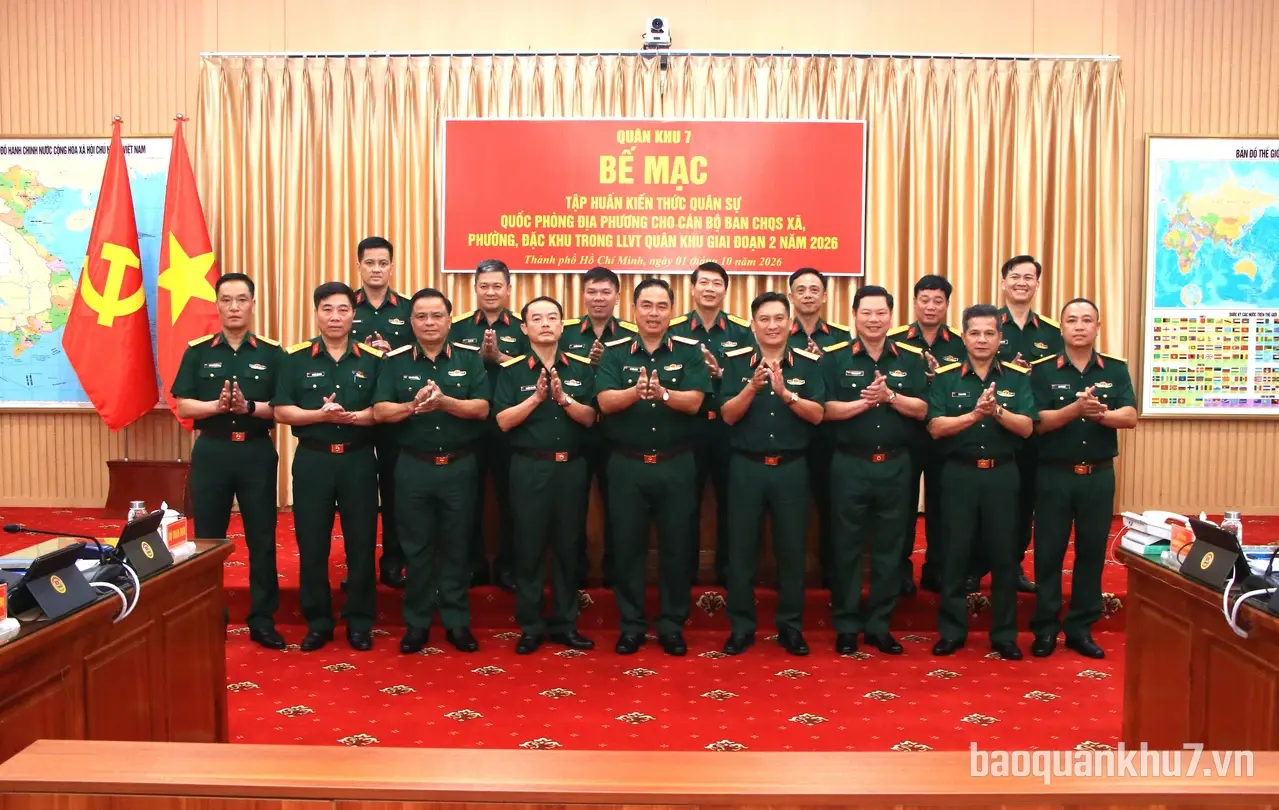 Quân khu 7: Hơn 900 cán bộ Ban CHQS xã, phường được tập huấn kiến thức quân sự, quốc phòng địa phương