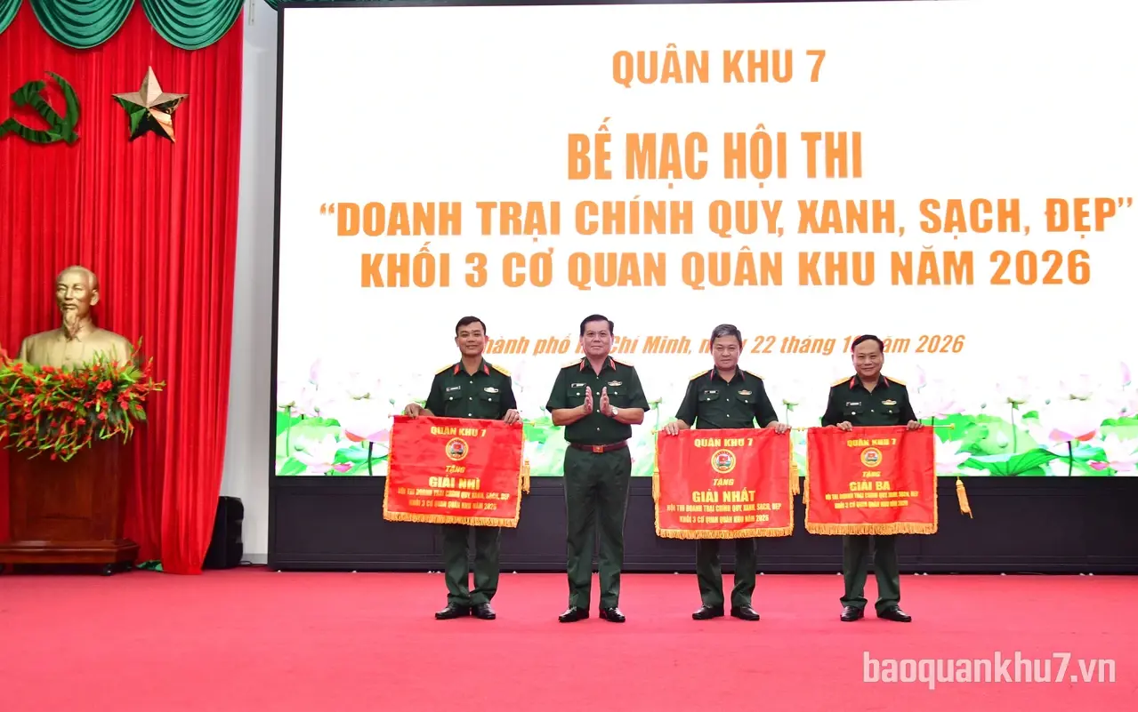 Bế mạc hội thi “Doanh trại chính quy, xanh, sạch, đẹp” Khối 3 cơ quan Quân khu năm 2026