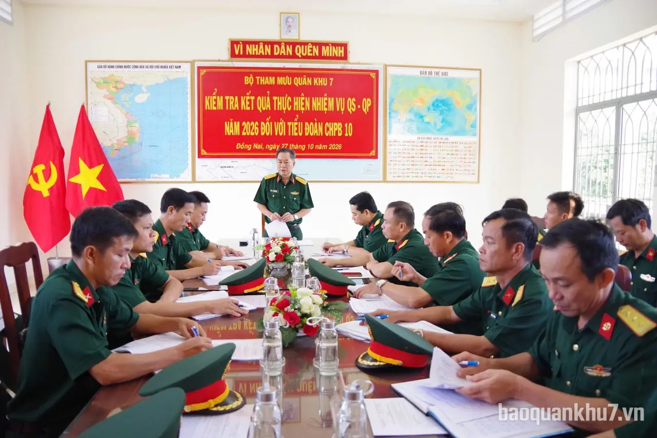 Bộ Tham mưu Quân khu 7 kiểm tra kết quả thực hiện nhiệm vụ quân sự, quốc phòng năm 2026 tại các tiểu đoàn 
