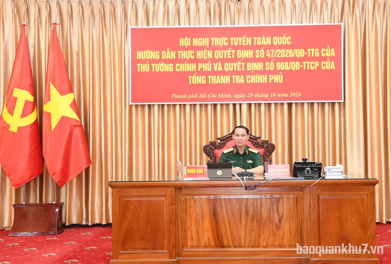 Quân khu 7 tham dự hội nghị trực tuyến toàn quốc ngành Thanh tra