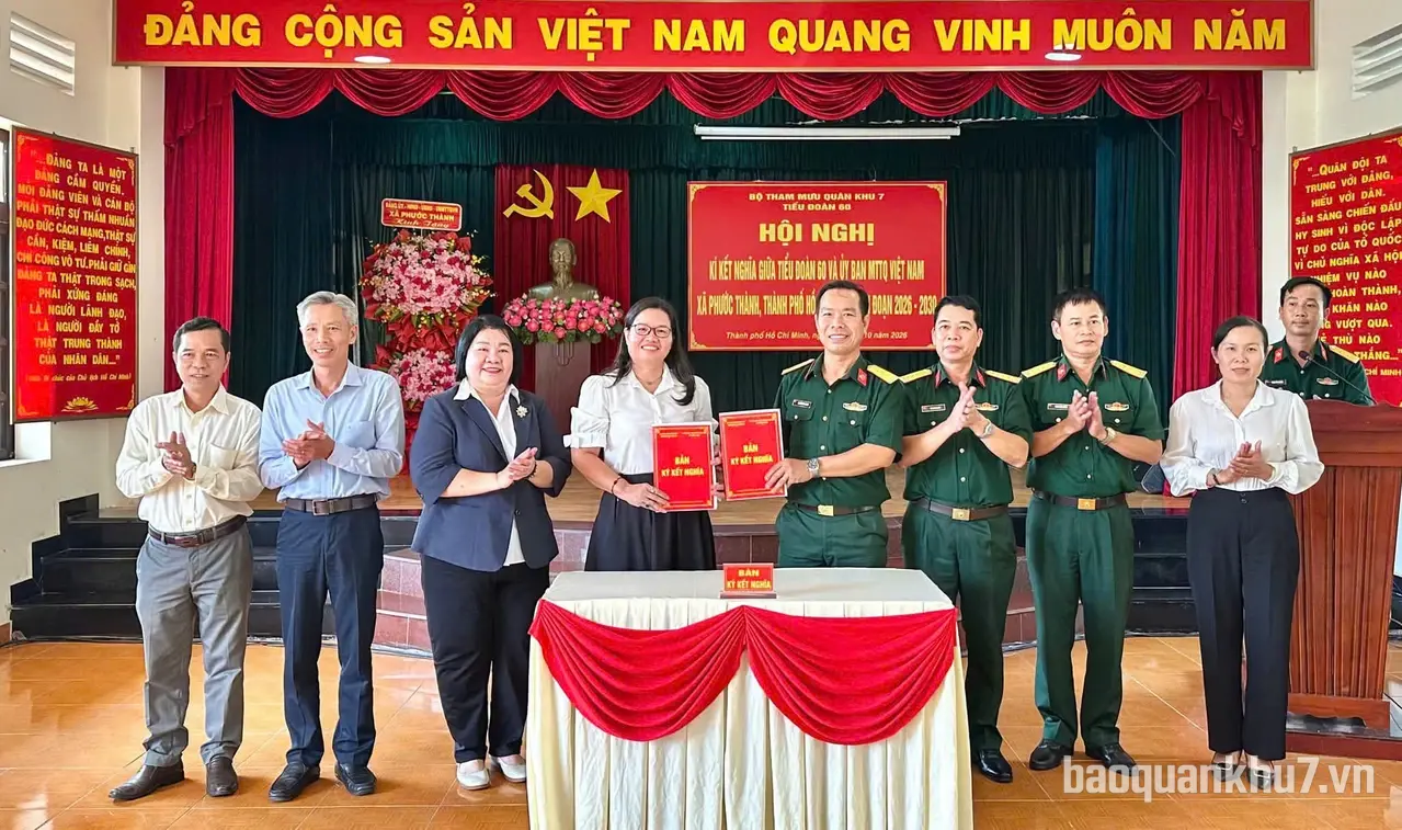 Xã Phước Thành và Tiểu đoàn 60 ký kết phối hợp giai đoạn 2026–2030