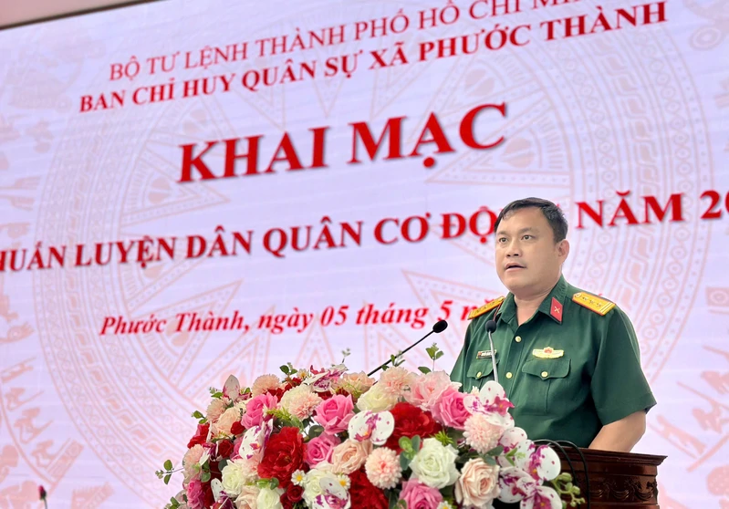 Ban CHQS xã Phước Thành khai mạc huấn luyện dân quân cơ động