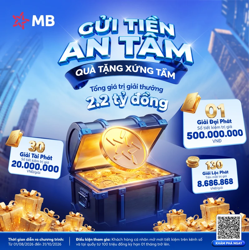 MB triển khai chương trình khuyến mại tiền gửi tiết kiệm

