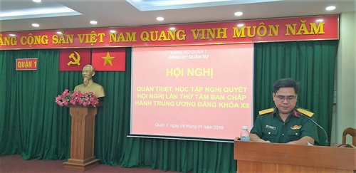 Đảng ủy Quân sự quận 1 học tập, quán triệt và triển khai thực hiện nghị quyết Hội nghị Trung ương 8, (khóa XII)