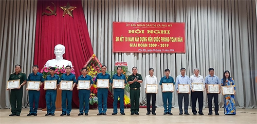 Thị xã Phú Mỹ, tỉnh Bà Rịa-Vũng Tàu sơ kết 10 năm xây dựng nền quốc phòng toàn dân giai đoạn 2009 - 2019