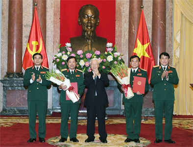 Tổng Bí thư, Chủ tịch nước Nguyễn Phú Trọng trao Quyết định thăng quân hàm Thượng tướng Quân đội