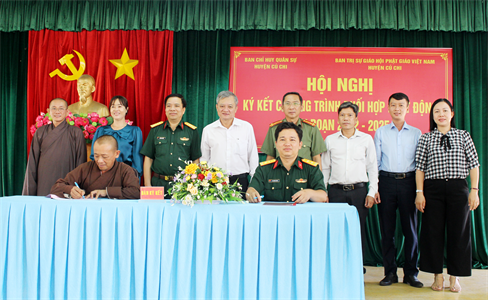 LLVT huyện Củ Chi ký kết chương trình phối hợp với Ban Trị sự Giáo hội Phật giáo Việt Nam huyện