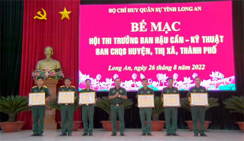 Bộ CHQS tỉnh Long An bế mạc Hội thi Trưởng ban Hậu cần - Kỹ thuật Ban CHQS huyện, thị xã, thành phố