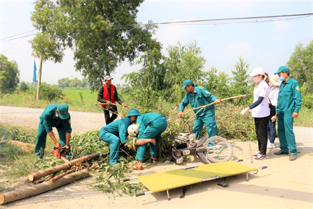 Xã Tân Lân, huyện Cần Đước, tỉnh Long An diễn tập phòng, chống thiên tai và tìm kiếm cứu nạn
