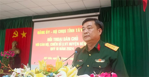 Bộ Chỉ huy Quân sự tỉnh Tây Ninh đối thoại dân chủ với cán bộ, chiến sĩ LLVT huyện Bến Cầu